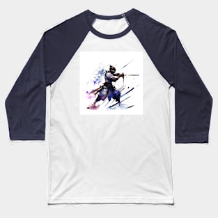 Samurai Warior watercolor painting Baseball T-Shirt